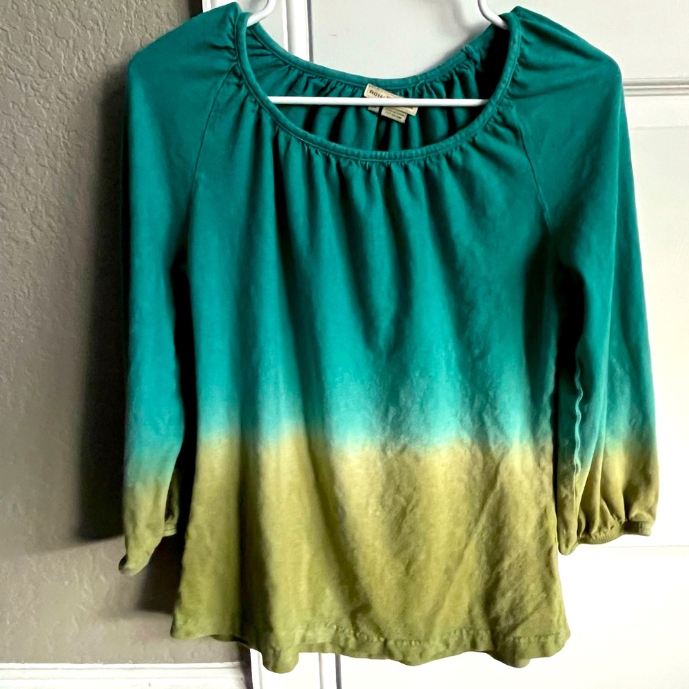 Green Ombre 3/4 Sleeve Peasant Tee